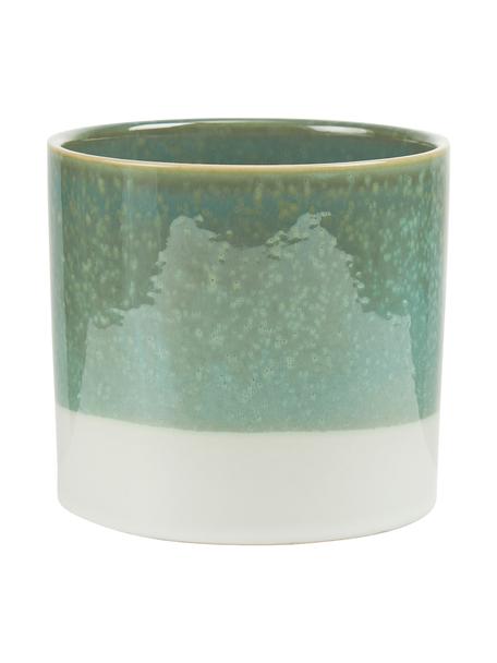Cache-pot en grès Early Spring, Grès cérame, Tons verts, blanc, Ø 14 x haut. 13 cm