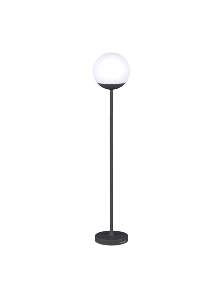 Mobiele dimbare outdoor vloerlamp Mooon, Lampvoet: gelakt aluminium, Lampenkap: polyethyleen, Wit, antraciet, Ø 25 x H 134 cm