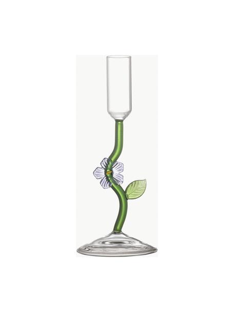 Candelabro soffiato a bocca Vesper, Vetro soffiato, Trasparente, lavanda, verde, Ø 7 x Alt. 19 cm