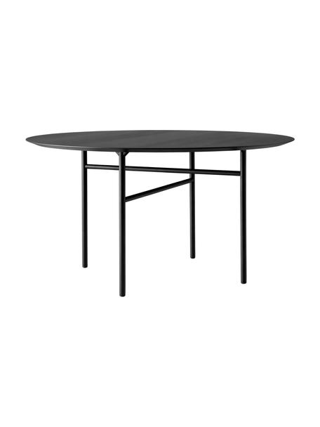 Okrągły stół do jadalni Snaregade, Blat: fornir z drewna dębowego , Stelaż: metal malowany proszkowo, Czarny, Ø 120 x W 73 cm