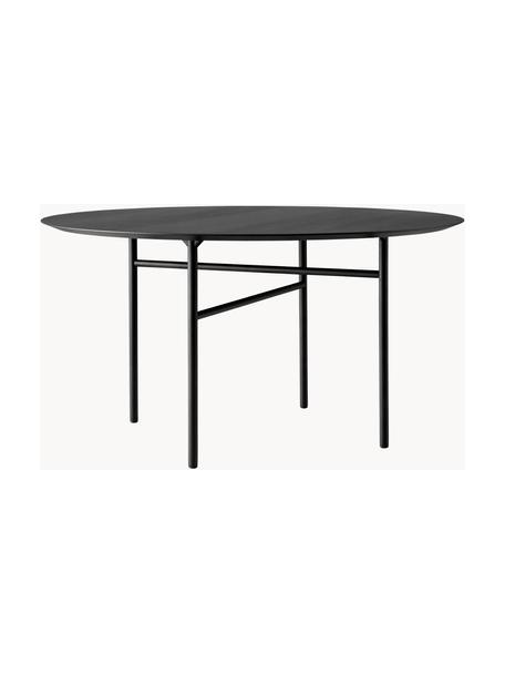 Mesa de comedor redonda Snaregade, Ø 120 cm, Tablero: chapado en madera de robl, Estructura: metal con pintura en polv, Madera con recubierto en gris antracita, negro, Ø 120 x Al 73 cm