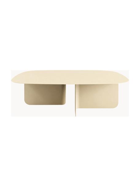 Handgefertigter Couchtisch Livia, Blechstahl, pulverbeschichtet, Hellbeige, B 115 x T 77 cm