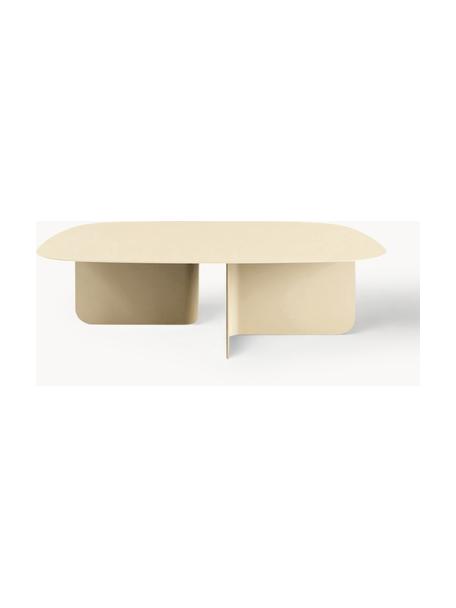 Handgefertigter Couchtisch Livia, Blechstahl, pulverbeschichtet, Hellbeige, B 115 x T 77 cm