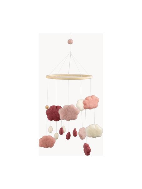 Mobile pour bébé artisanal Clouds, Tons roses, Ø 22 x haut. 57 cm