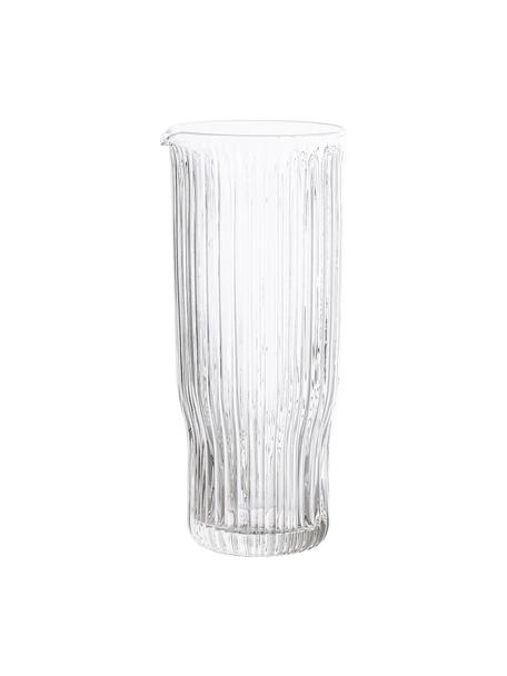 Carafe à eau avec relief rainuré Ronja, 1 L, Verre, Transparent, haut. 23 cm, 1 l