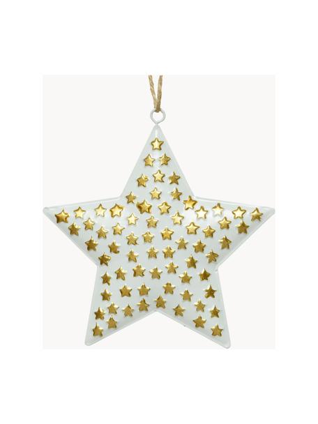 Adornos para colgar estrellas Million Stars, 4 uds., Metal recubierto, Blanco, dorado, An 13 x Al 13 cm