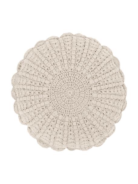 Cojín redondo de ganchillo de algodón Brielle, con relleno, Tapizado: 100% algodón, Beige, Ø 40 cm