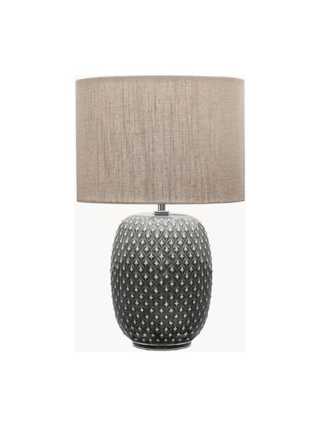 Keramische tafellamp Pretty Classy, Lampenkap: stof, Lampvoet: keramiek, Beige, grijs, Ø 25 x H 40 cm