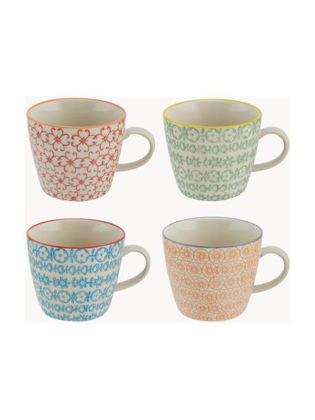 Tasses maison de campagne Carla, 4 élém., Grès cérame, Multicolore, Ø 10 x haut. 8 cm, 300 ml