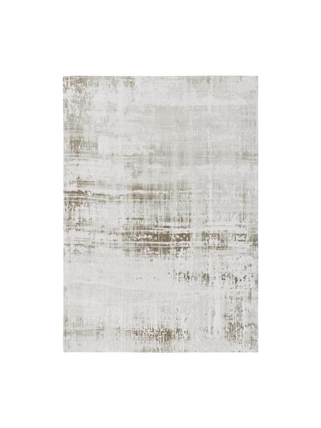 Platgeweven katoenen vloerkleed Louisa in zilver/grijs/beige, Bovenzijde: 85% katoen, 15% polyester, Onderzijde: latex, Grijstinten, zilverkleurig, B 80 x L 150 cm (maat XS)