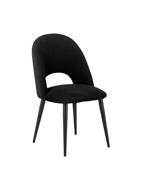 Chaise en velours rembourrée Rachel, Velours noir, larg. 53 x prof. 57 cm