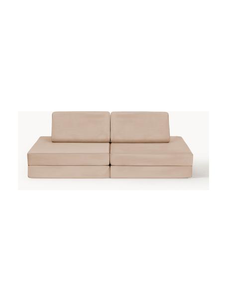 Divano letto componibile per bambini in velluto fatto a mano Mila, Rivestimento: velluto (100% poliestere), Velluto beige, Larg. 130 x Prof. 65 cm