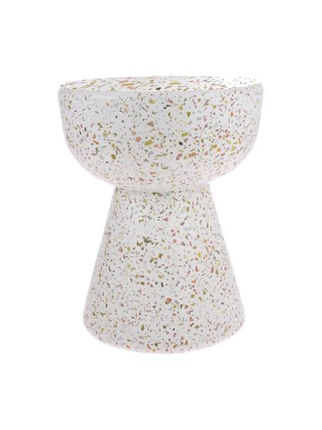 Tavolino in cemento Lars, Cemento con terrazzo, Bianco, effetto terrazzo, Ø 35 x Alt. 44 cm