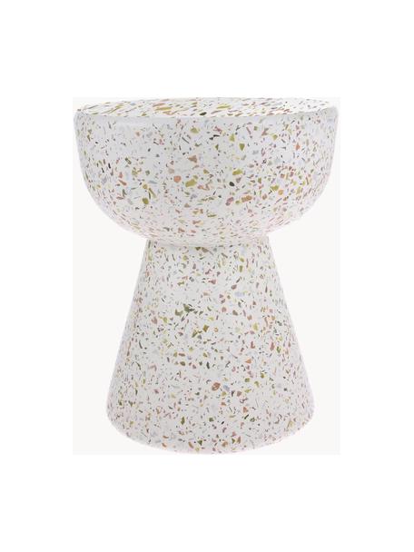 Pomocný stolík s terrazzo vzhľadom Lars, Betón s terrazzo materiálom, Biela, vzor terrazzo, Ø 35 x V 44 cm