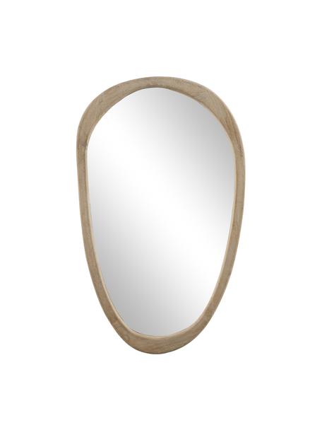 Specchio da parete in legno di mango Irregular, Cornice: legno di mango, Retro: pannello di fibra a media, Superficie dello specchio: lastra di vetro, Legno chiaro, Larg. 51 x Alt. 83 cm