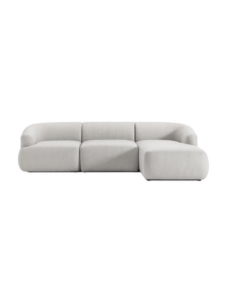 Divano angolare componibile Sofia, Rivestimento: Teddy (100% polipropilene, Struttura: abete rosso, truciolare, , Tessuto grigio chiaro, Larg. 272 x Prof. 160 cm, chaise-longue a destra