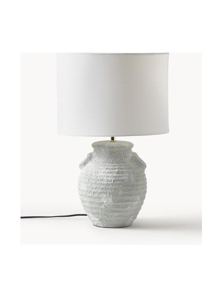 Velká stolní lampa s keramickou podstavou Tiva, Bílá, světle šedá, Ø 35 cm, V 55 cm