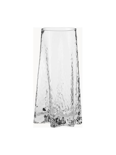 Vaso in vetro soffiato con superficie scanalata Gry, alt. 30 cm, Vetro soffiato, Trasparente, Ø 15 x Alt. 30 cm