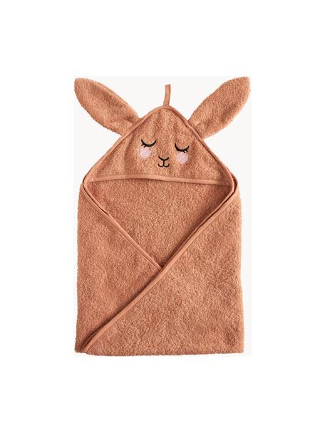 Toalla capa bebé de algodón orgánico Bunny, 100% algodón ecológico con certificado GOTS, Turrón, An 72 x L 72 cm