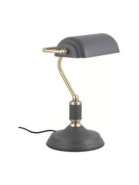 Malá stolní lampa z kovu v retro stylu Bank, Antracitová, mosazná, Š 27 cm, V 34 cm