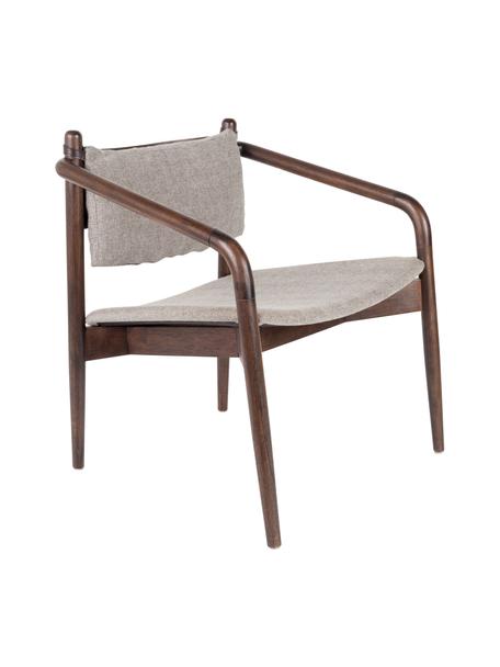 Fotel wypoczynkowy z drewna akacjowego Torrance, Tapicerka: 100% poliester Dzięki tka, Ciemny brązowy, szary, S 64 x G 67 cm