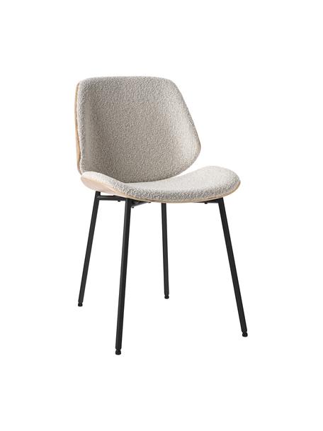 Krzesło tapicerowane bouclé Tamara, 2 szt., Tapicerka: bouclé (100% poliester) D, Nogi: metal malowany proszkowo, Biały bouclé, S 47 x G 60 cm