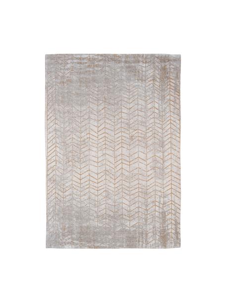 Niederflor-Teppich J. Ladder, Flor: 85% Baumwolle, 15% hochgl, Grautöne, Goldfarben, B 170 x L 240 cm (Größe M)