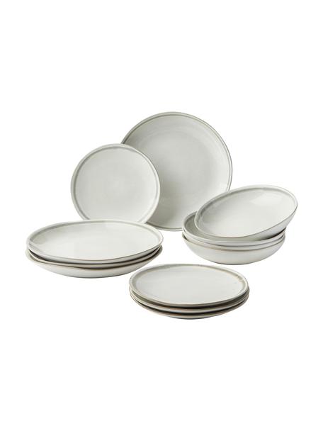 Vajilla de gres esmaltado Cia, 4 personas (12 pzas.), Gres, Beige, 4 comensales (12 pzas.)