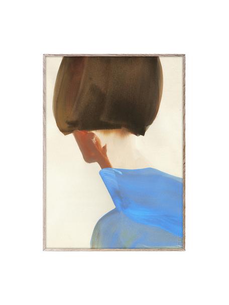 Poster The Blue Cape, Cartoncino opaco da 210 g firmato Hahnemühle, stampa digitale con 10 colori resistenti ai raggi UV, Bianco crema, tonalità blu e marrone, Larg. 30 x Alt. 40 cm