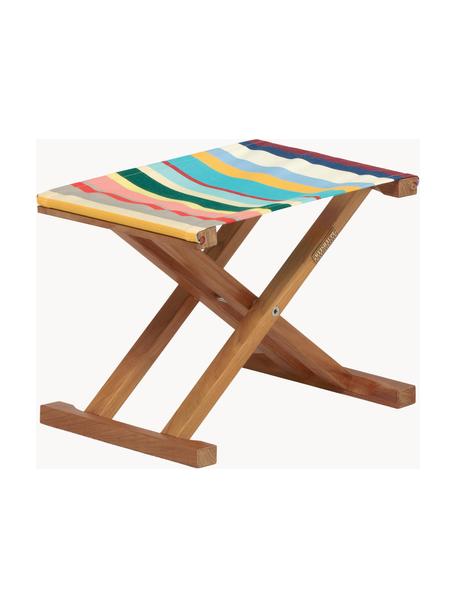 Taburete artesanal de teca Klassiker, plegable, Asiento: tela acrílica, Estructura: madera de teca, Multicolor, madera de teca, An 45 x Al 34 cm