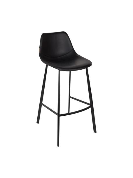 Taburete alto de cuero sintético Franky, Tapizado: cuero sintético (poliuret, Patas: acero con pintura en polv, Negro, An 50 x Al 106 cm
