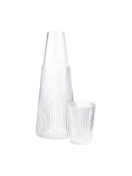 Waterkaraf Pilastro met glas, 1 L, set van 2, Glas, Transparant, H 27 cm, 1 L