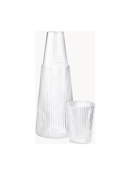 Wasserkaraffe Pilastro mit Glas, 1 L, 2er-Set, Glas, Transparent, 1 L