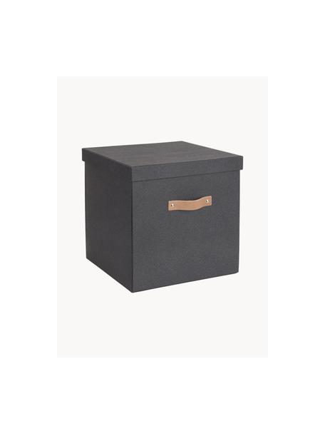 Caja Logan, Caja: cartón macizo laminado, Asa: cuero, Gris antracita, An 32 x Al 32 cm