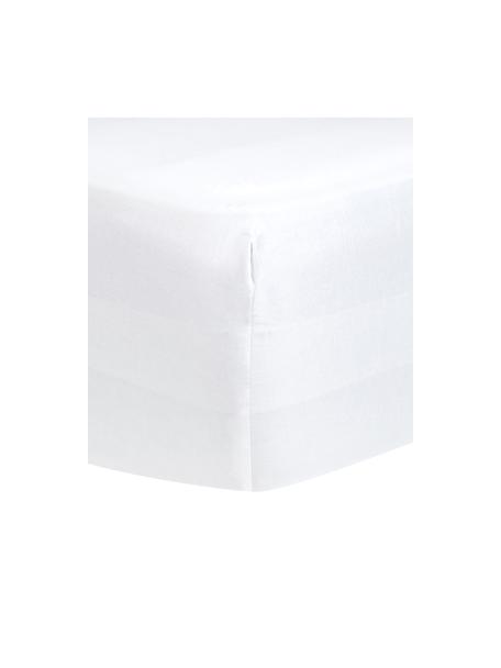 Lenzuolo con angoli in raso di cotone bianco Comfort, Bianco, Larg. 90 x Lung. 200 cm