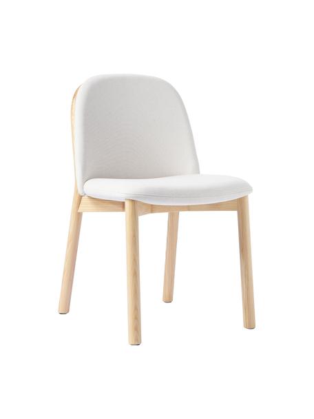 Chaise en bois avec rembourrage Julie, Tissu beige, clair bois de frêne, larg. 47 x haut. 81 cm