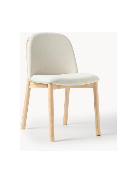 Silla tapizada de madera de fresno Julie, Tapizado: 100% poliéster Alta resis, Estructura: madera de fresno maciza c, Tejido Off White, madera de fresno clara, An 47 x Al 81 cm