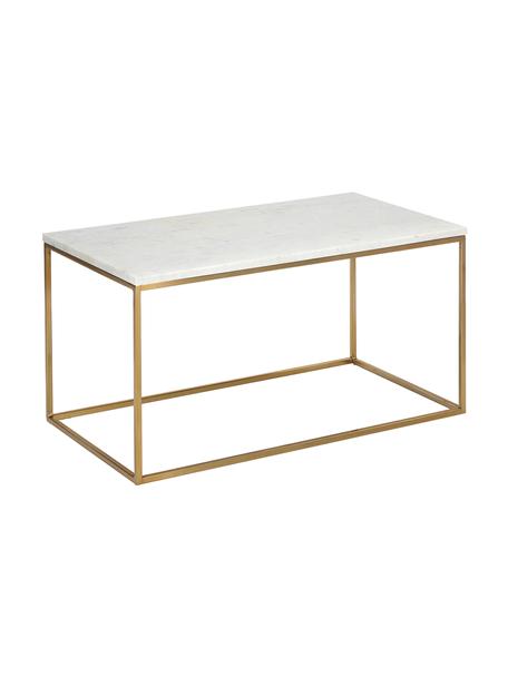 Mesa de centro de mármol Alys, Tablero: mármol, Estructura: metal con pintura en polv, Mármol blanco, dorado, An 80 x F 45 cm