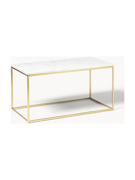 Mramorový konferenčný stolík Alys, Biela mramorovaná, odtiene zlatej, Š 80 x H 45 cm