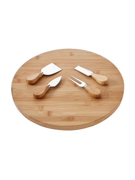 Set de tabla y cuchillos de queso Fromagerie, 5 pzas., Beige, Ø 35 cm