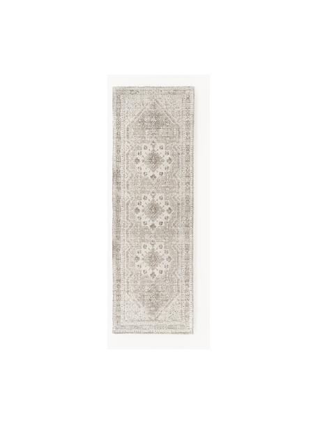 Tapis en chenille vintage Mahdi, 66 % polyester, 34 % laine (certifié RWS), Tons beiges, larg. 80 x long. 250 cm