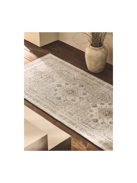 Tapis en chenille vintage Mahdi, 66 % polyester, 34 % laine (certifié RWS), Tons beiges, larg. 80 x long. 250 cm