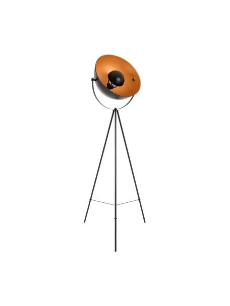 Lampadaire trépied Bernice, Noir, orange, Ø 40 x haut. 150 cm