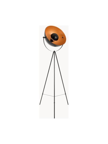 Lámpara de pie tripode Bernice, Pantalla: metal recubierto, Cable: plástico, Negro, naranja, Al 150 cm