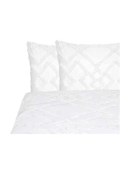 Biancheria da letto in cotone percalle con rifiniture in pizzo Faith, Bianco, 200 x 200 cm + 2 federe 50 x 80 cm