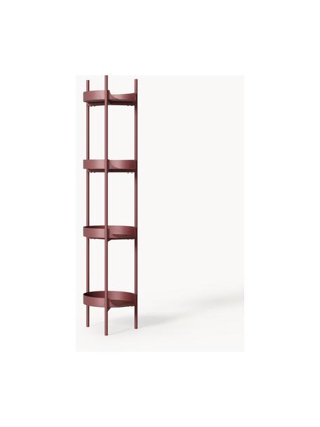 Scaffale slim in metallo Taru, Metallo verniciato a polvere, Rosso vino opaco, Larg. 32 x Alt. 142 cm