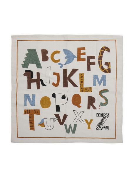 Kindervloerkleed Memmo met meerkleurige alfabetprint, Katoen, Lichtbeige, meerkleurig, B 110 x L 110 cm (maat S)
