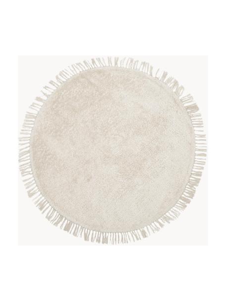 Alfombra redonda artesanal de algodón Daya, Blanco crema, Ø 120 cm (Tamaño S)