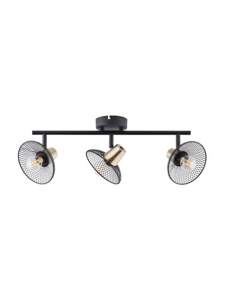Spot plafond rétro Gordon, Noir, couleur dorée, larg. 49 x haut. 18 cm