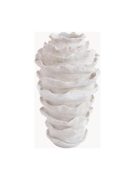 Vaso di design grande Pavo, Poliresina, Bianco latte con finitura sabbiata, Larg. 43 x Alt. 73 cm